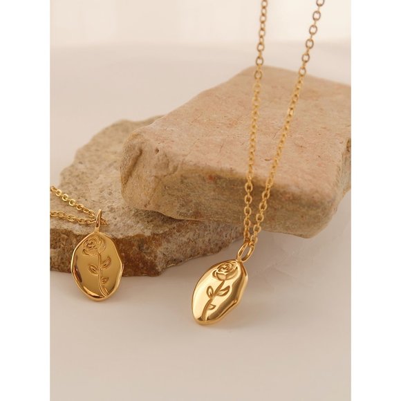 NEW 18K Gold Plated Rose Flower Pendant Necklace - Picture 6 of 16